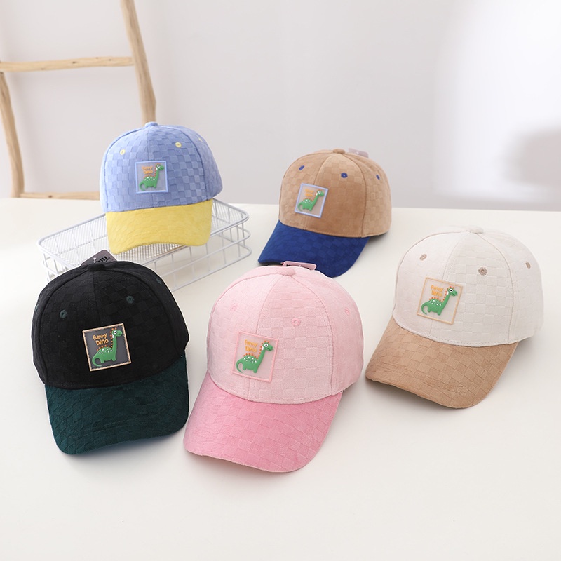 COD- Topi anak laki laki impor premium korea MOTIF KOTAK DINO usia 1-3 tahun / topi anak keren