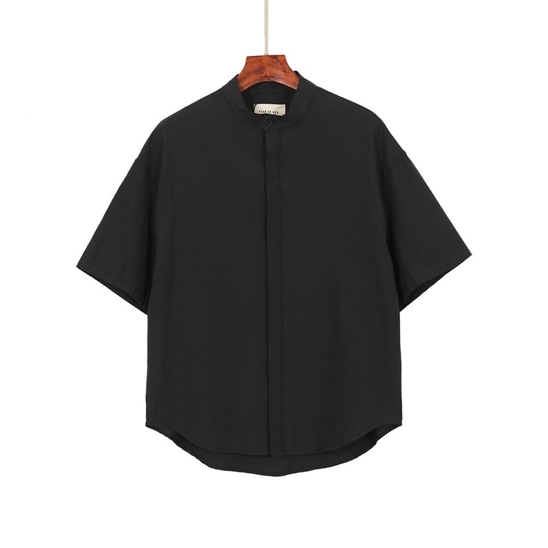 Kemeja Oversize FOG Essentials allblack Short Sleeve Fear of God Casual Formal