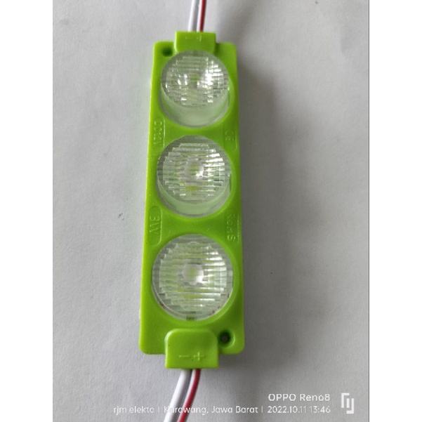 Lampu LED 3 mata 12v DC warna hijau
