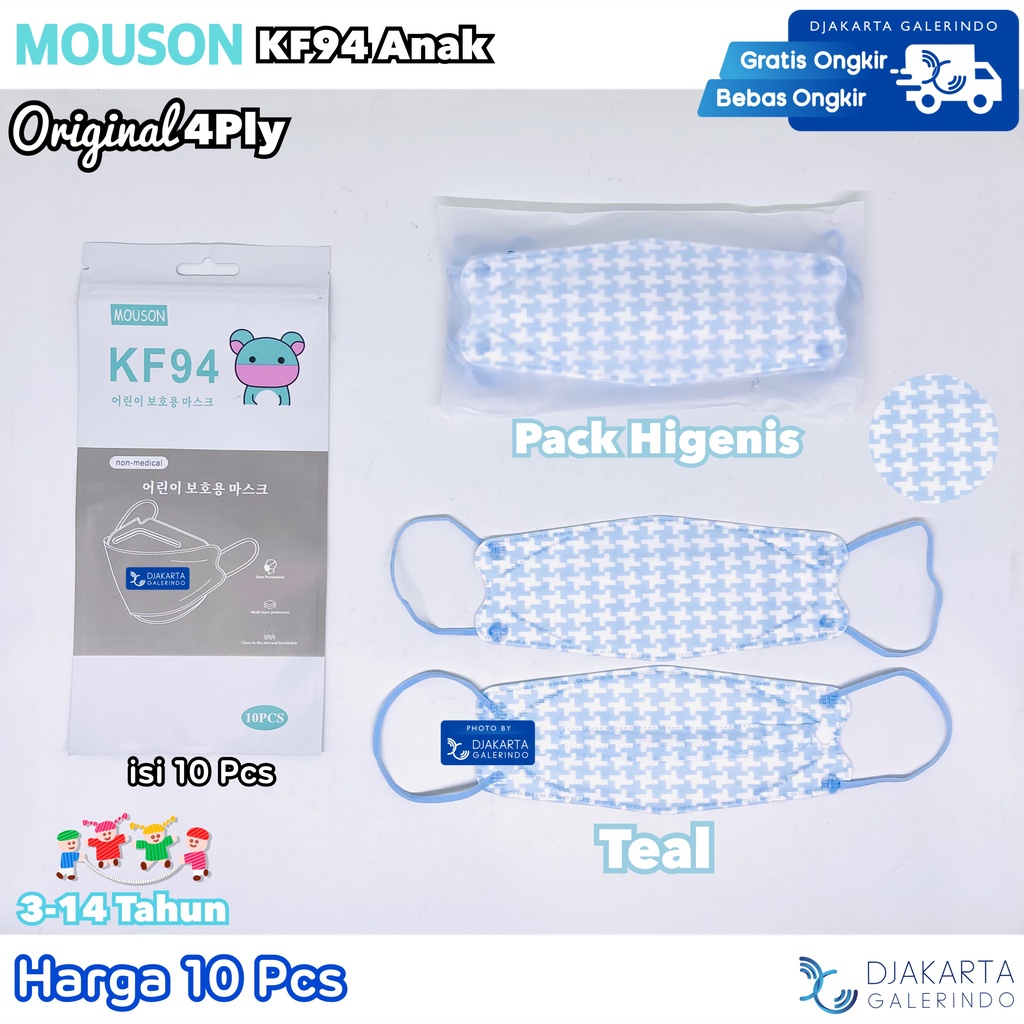 Masker Mouson KF94 Anak Kids Motif 4Ply Original isi 10Pcs