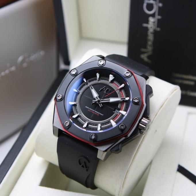 [ Original ] Jam Tangan Pria Alexandre Christie 9601 Automatic Rubber Nekalistore