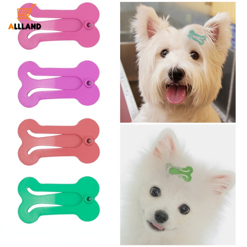 5pcs / Set Jepit Rambut Bentuk Tulang Warna-Warni Anti Karat Untuk Anjing Peliharaan