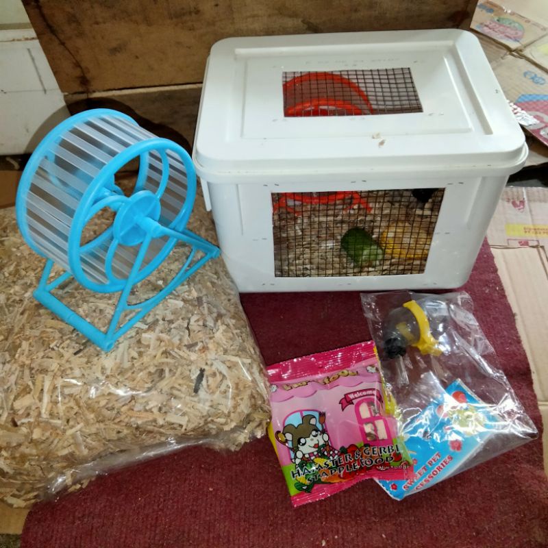 paket kandang hamster kumplit  hamster y sepasang mainan n pakan