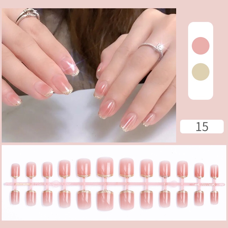 24pcs Set Kuku Palsu Dengan Lem Kuku Palsu Kuku Panjang Kuku Palsu Dengan Desain Kuku Palsu Untuk Anak-Anak Nail Extension With Glue