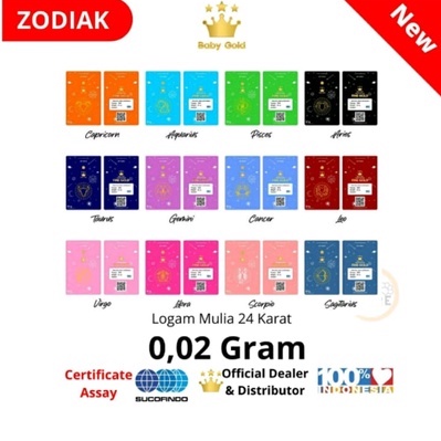 BABY GOLD EMAS MINI EDISI ZODIAK LOGAM MULIA 0.02 GRAM