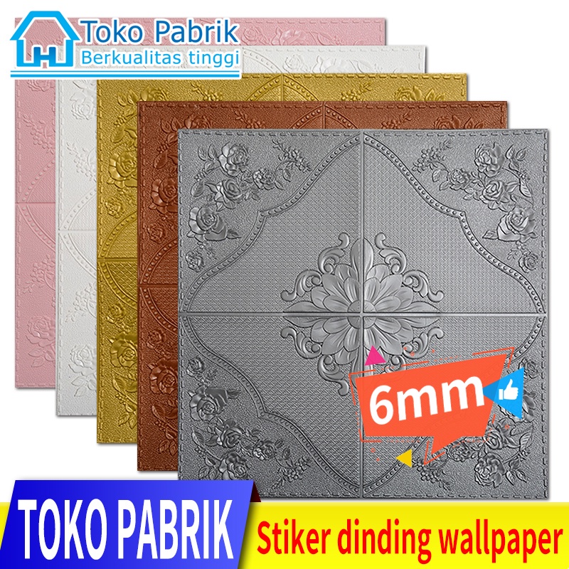 Wallpaper 3D kelas atas naik pola tiga dimensi ruang tamu wallpaper stiker dinding 70X70cm 6mm