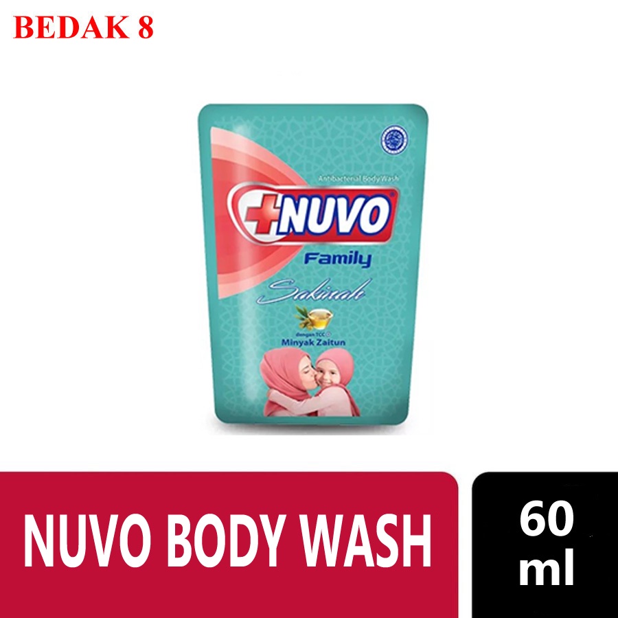 Nuvo Sabun Mandi Cair Anti Bakterial Pouch 60 ml/ Nuvo Body Wash Refil 60 ml