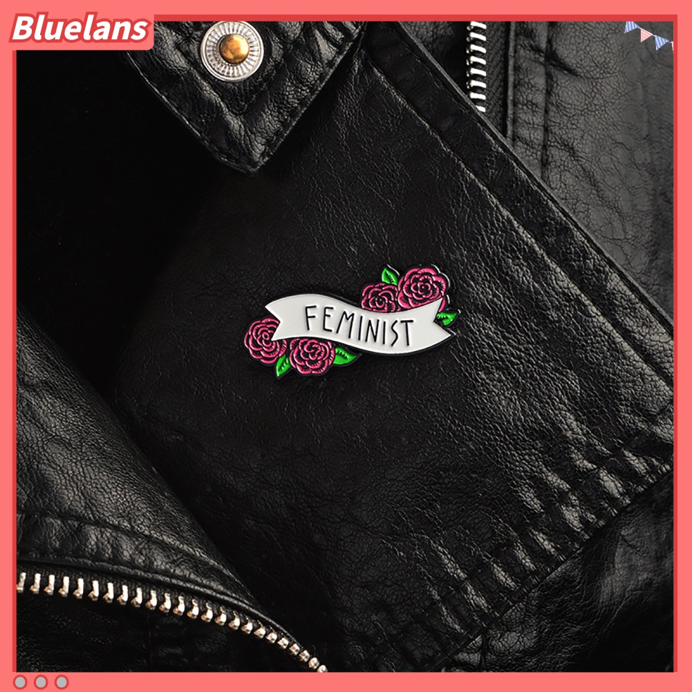 Bros Pin Enamel Desain Bunga Feminist Untuk Dekorasi Jaket Syal