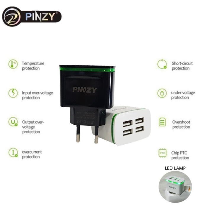 Adaptor Charger PINZY T22 4 Port USB  3.1A Quick Charge