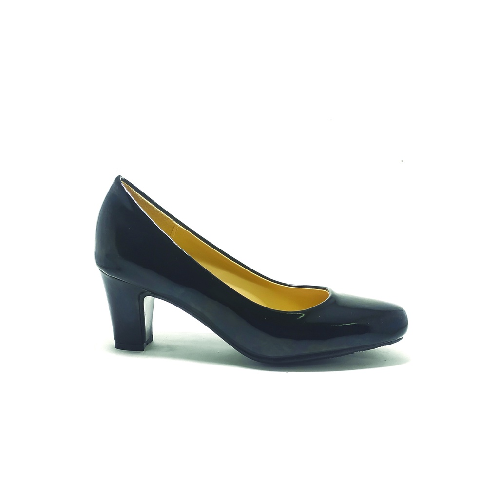 Workswell Sepatu kerja Wanita Medium Heels 6cm Kode 870 Hitam Glosy