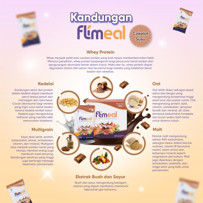 Ecer Flimeal by Flimty Diet Minuman Sereal Pengganti Makan Coklat Susu