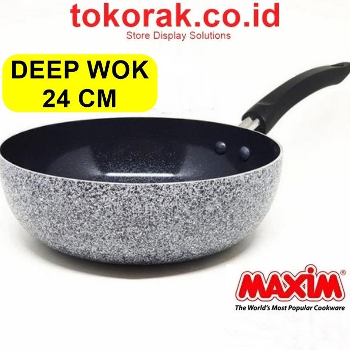 BISA COD MAXIM DEEP WOK NEOSTONE 24CM CERAMIC - TEFLON - WAJAN - STIR FRY - PAN /PERALATAN MASAK SET