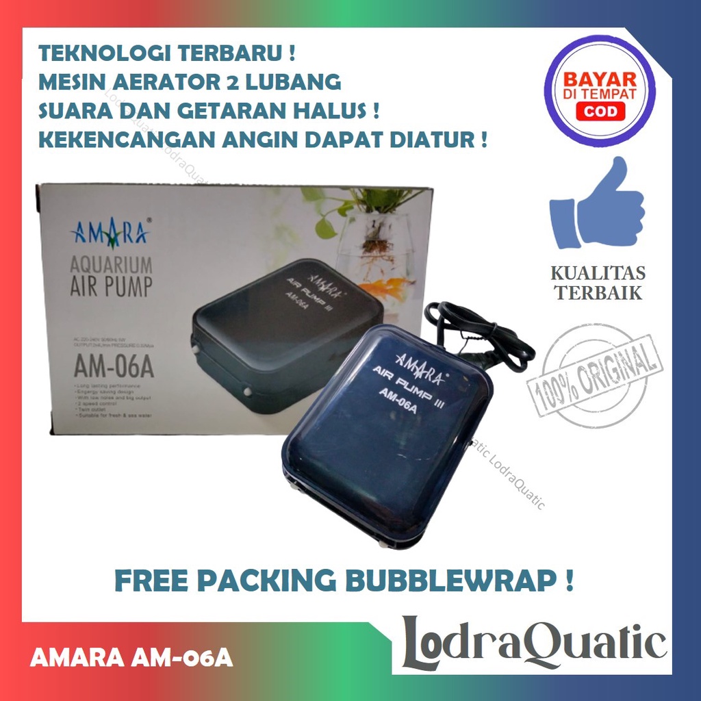 {AMARA AM-06A} AERATOR DUA LUBANG AMARA AM-06A SILENT MESIN OKSIGEN TIDAK BERISIK MESIN GELEMBUNG DUA LUBANG AMARA AM-06A TIDAK BERISIK POMPA UDARA FILTER AQUARIUM AERATOR AMARA AM-06A POMPA AQUARIUM AERATOR KOLAM AERATOR 2 LUBANG