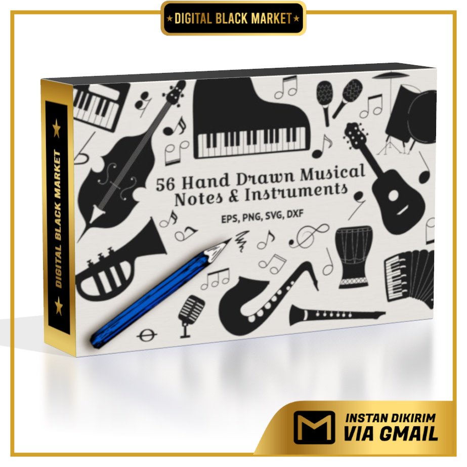 56 Hand Drawn Musical Instruments Music Notes