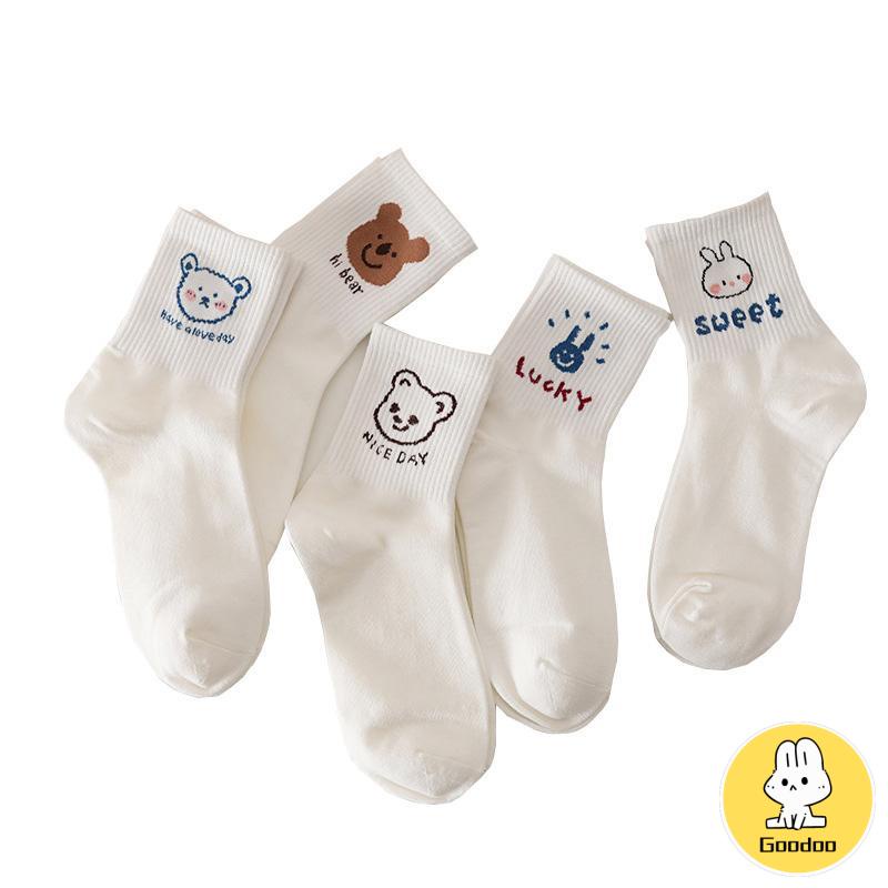 Beruang Medium Tube Kaus Kaki Kaus Kaki Katun Lucu Kaus Kaki Musim Panas Kaus Kaki Tipis -Doo