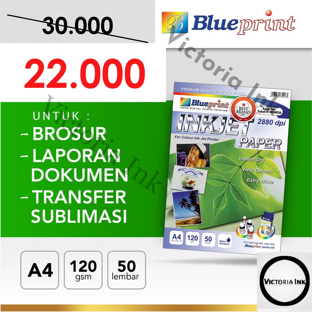 Kertas Inkjet Blueprint 120gsm Silky Doff // Kertas Inkjet A4 120gsm // Kertas Inkjet A3 Blueprint 120gsm // Inkjet Paper Blueprint A4 A3 isi 50 Lembar Silky // Kertas Brosur