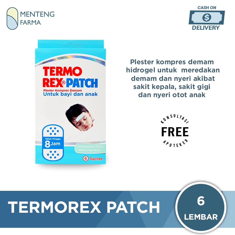 Termorex Patch Isi 6 Lembar - Plester Hidrogel Kompres Demam Anak