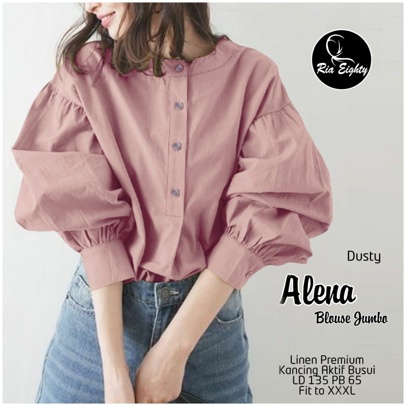 ALENA//LAIQA//ERIKA//LIDYA BLOUSE JUMBO OVERSIZE POLOS matt linen premium ORIGINAL BY RIA EIGHTY