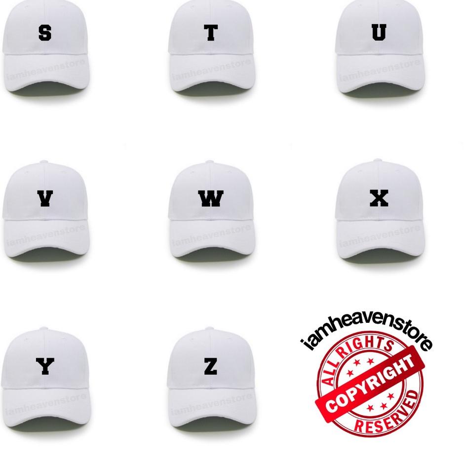 Banyak Diminati Topi Baseball Putih Abjad Huruf Teks Alphabet A B C D E F G H I J K L M N O P Q R S T U V W X Y Z Basebalcap White