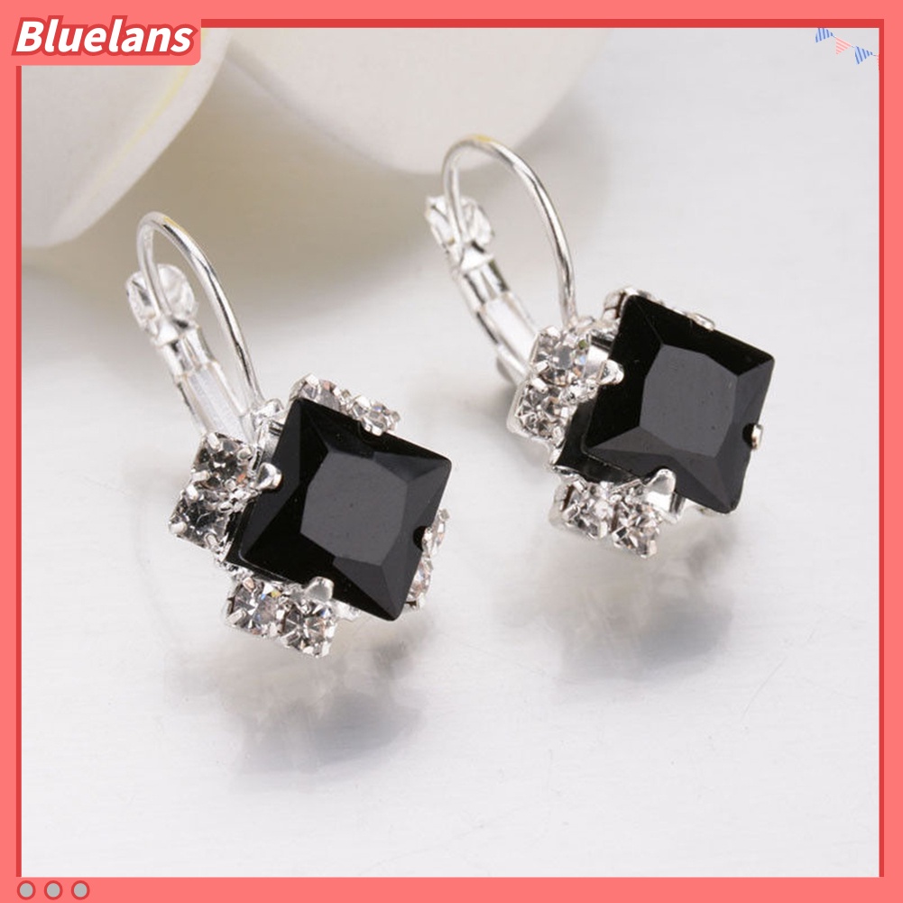 Bluelans Women Fashion Shiny Rhinestone Leverback Earrings Engagement Wedding Jewelry