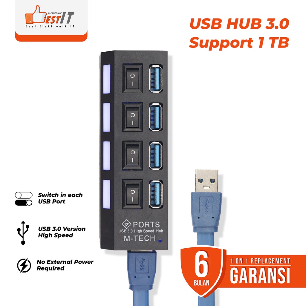 USB Hub Versi 3 4 Port 4 Switch