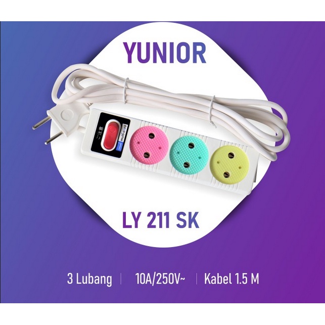 Stop Kontak YUNIOR MULTICORD 4 Lubang+Saklar+Kabel 1,5 Meter