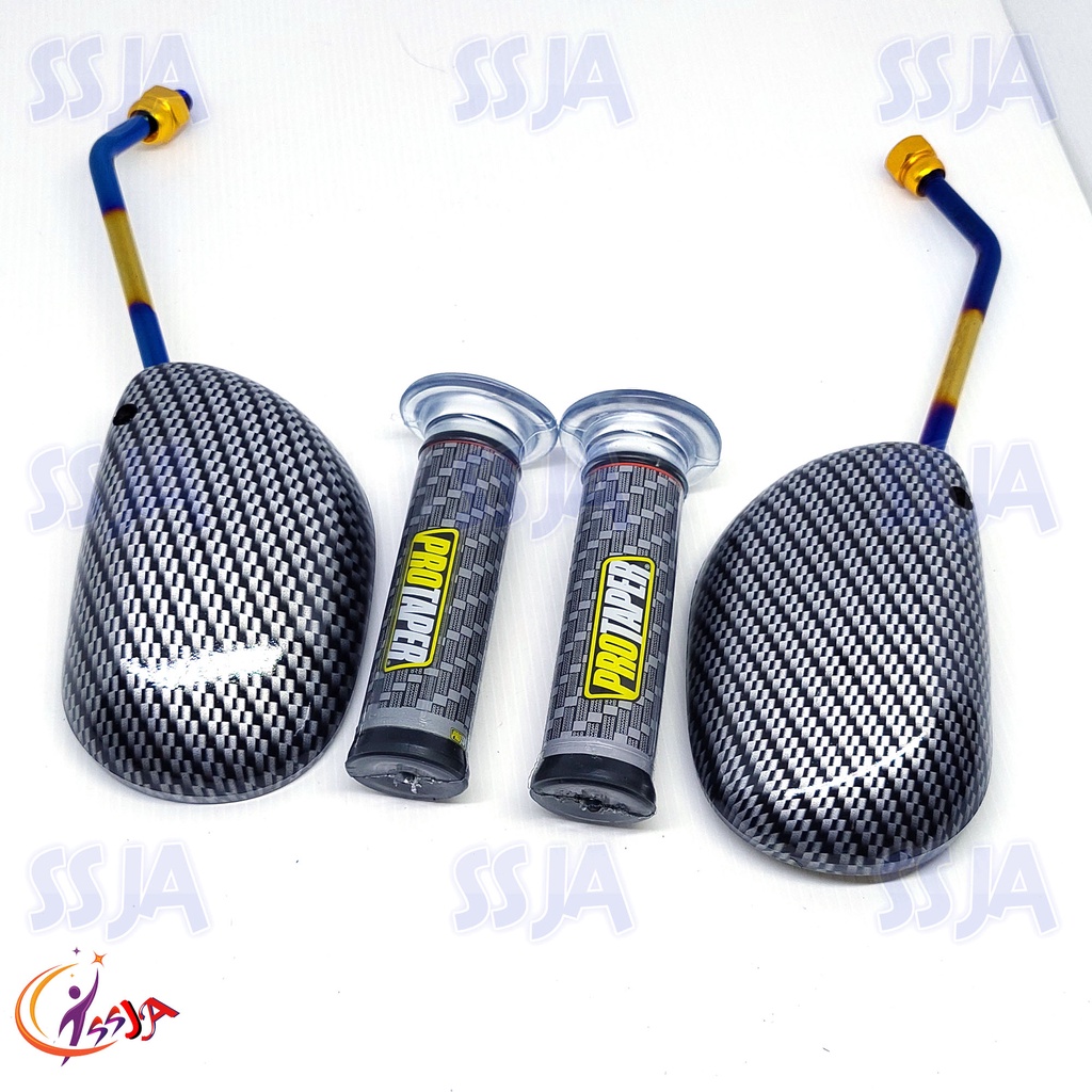 1set Spion carbon Yamaha dan handgrip protaper carbon bisa untuk semua motor yamaha