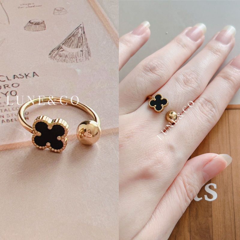 Cincin Clover Bola Freesize Import Titanium CS255