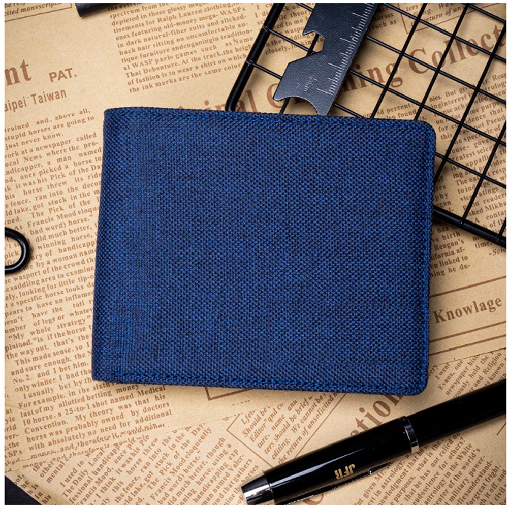 [HANYA DI SHOPEE] Fashion Dompet Pria Bahan Kulit Canvas Dompet Pendek Pria Dompet Kanvas Import Lipat Dua Dompet Kuat Berkualitas