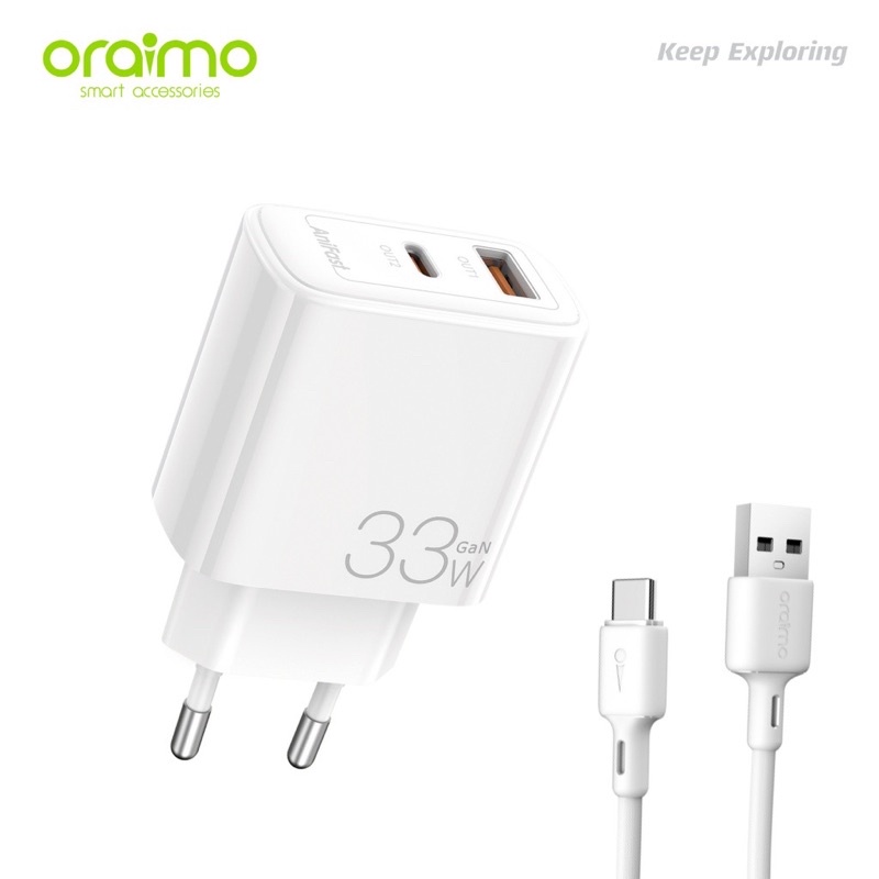 Oraimo OCW-E101D PowerGan Dual Charger Kit 33W Super Speed Fast Charging - Garansi 1 Tahun