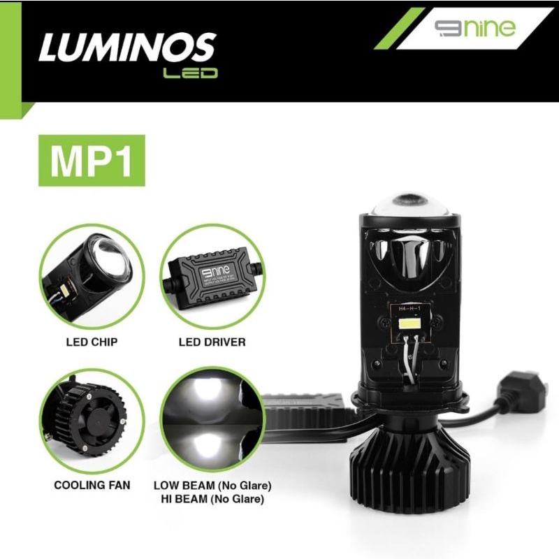 LAMPU LED UTAMA MOTOR MINI PROJECTOR MP1S MP1 30WATT 9NINE LUMINOS SUPER TERANG