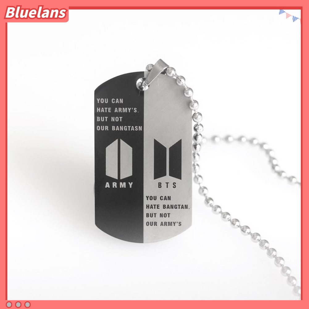 Kalung Rantai Liontin Logo Bangtan Boys Bahan Stainless Steel Untuk Unisex