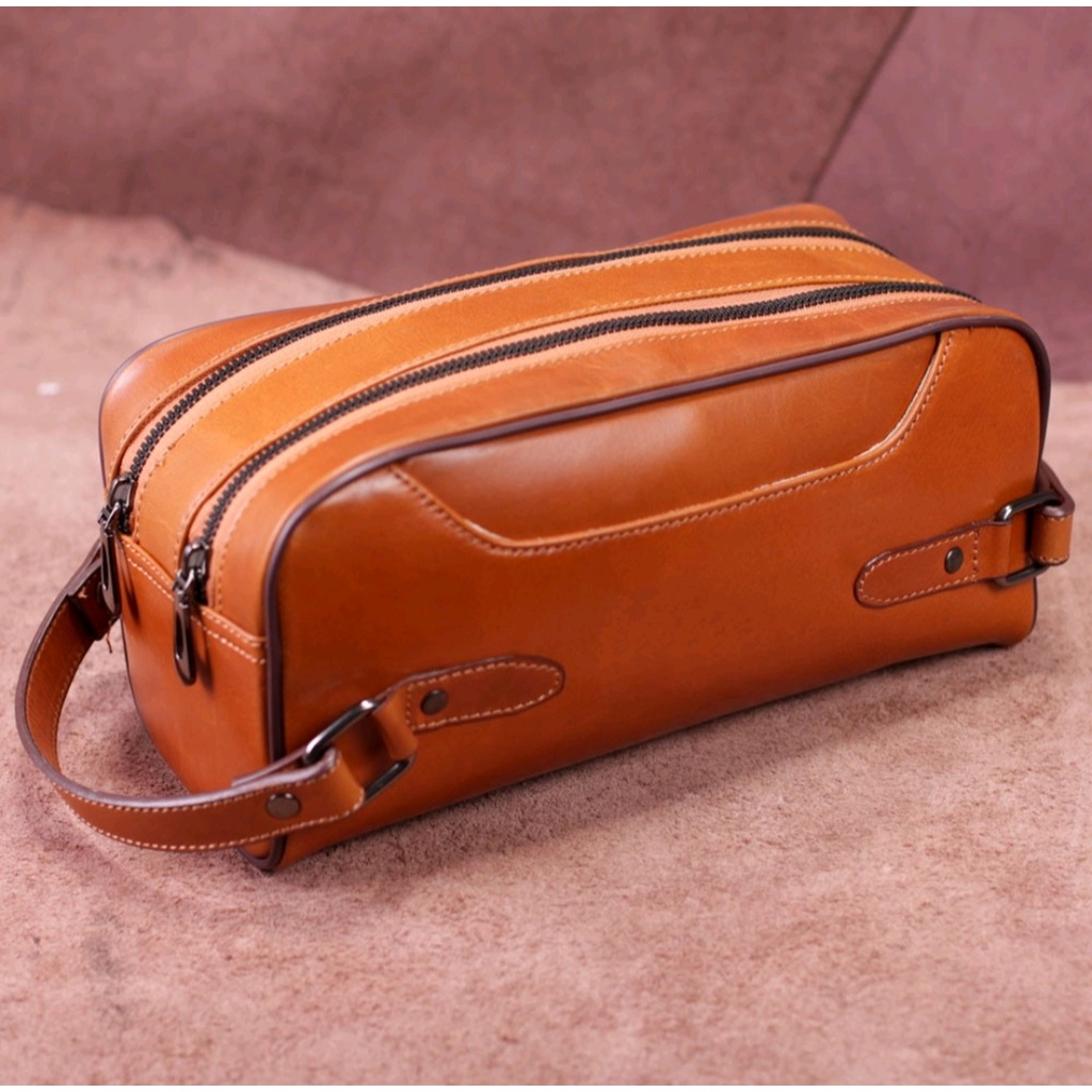 PROMO TERBAIK Classy Pouch Bag Genuine Leather Pria  dan Wanita  POUCH KOSMETIK OLAHRAGA