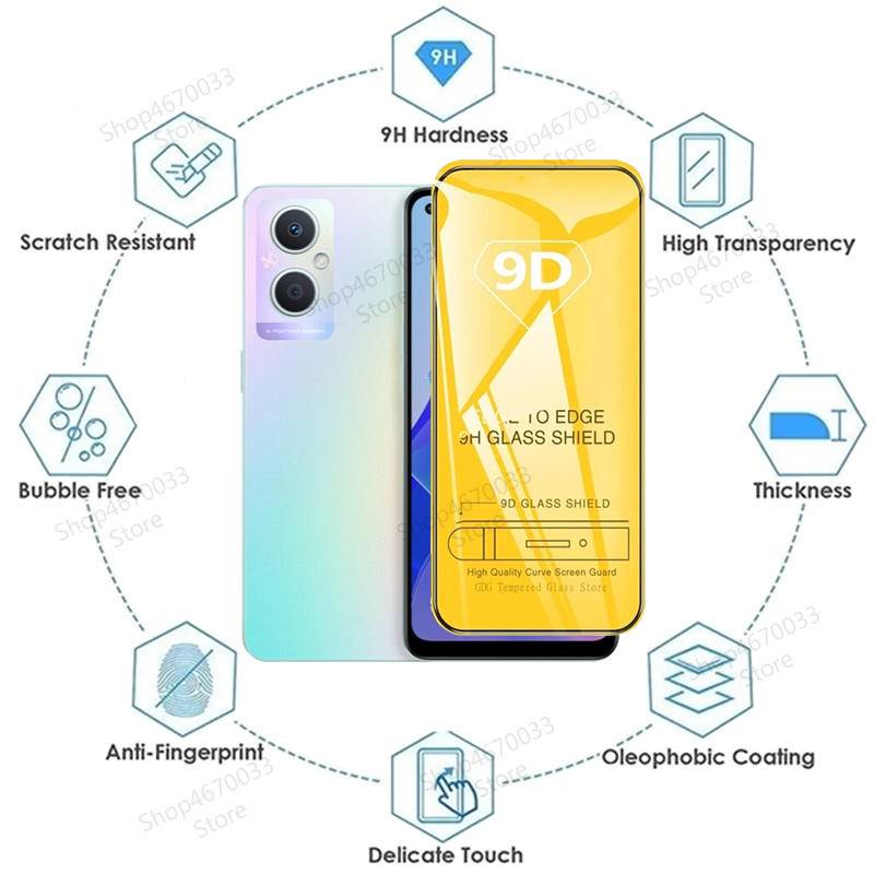 Pelindung Layar Tempered Glass 9D Untuk OPPO A96 A93 A92 A91 A73 A72 HD A53 A52 A33 A31 A15 A15S A12