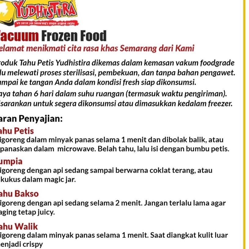 

10.10 Terlaris Tahu Petis Yudhistira serbuuu !