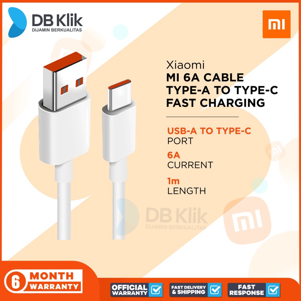 Kabel Xiaomi MI 6A Type A to Type C Fast Charging - Xiaomi 6A Cable