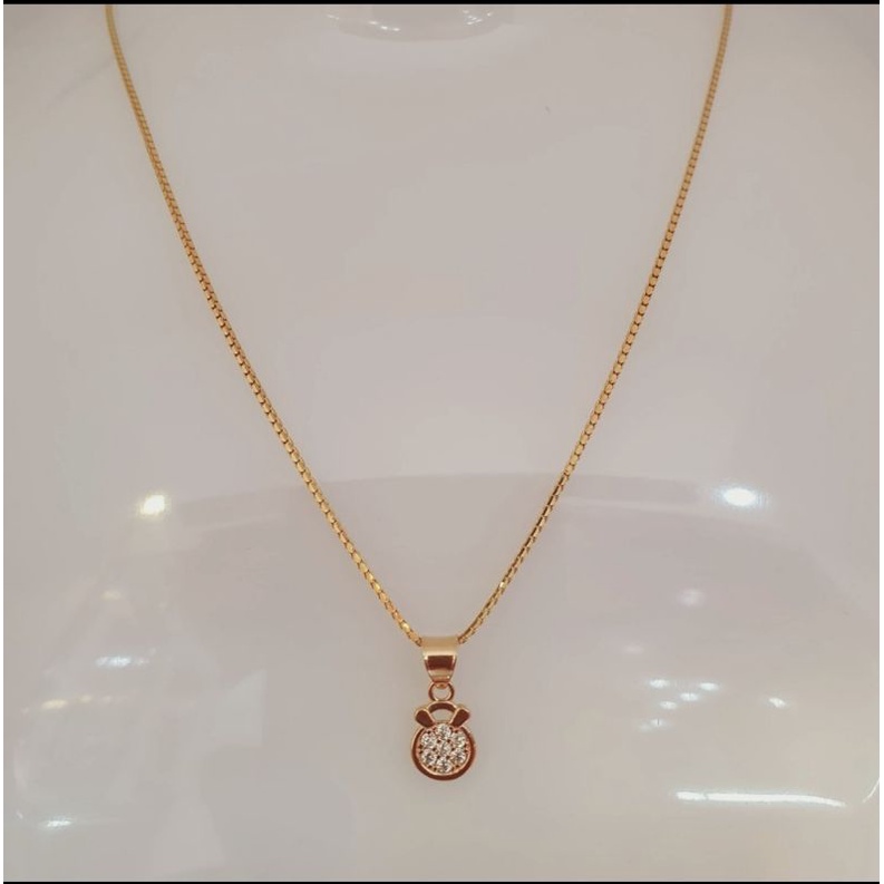kalung italy + liontin emas asli kadar 375
