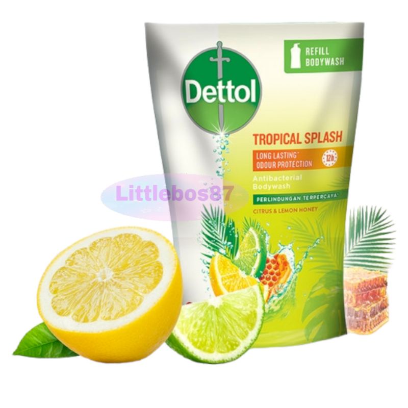 Dettol Tropical Splash 410ml Sabun Mandi Cair Anti Bakteri Pouch 410 gr