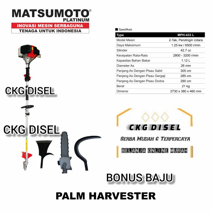 Pisau Sabit Mesin Dodos Cantas Sawit 3 In 1 / Alat Potong Sawit Matsumoto Mph 433L