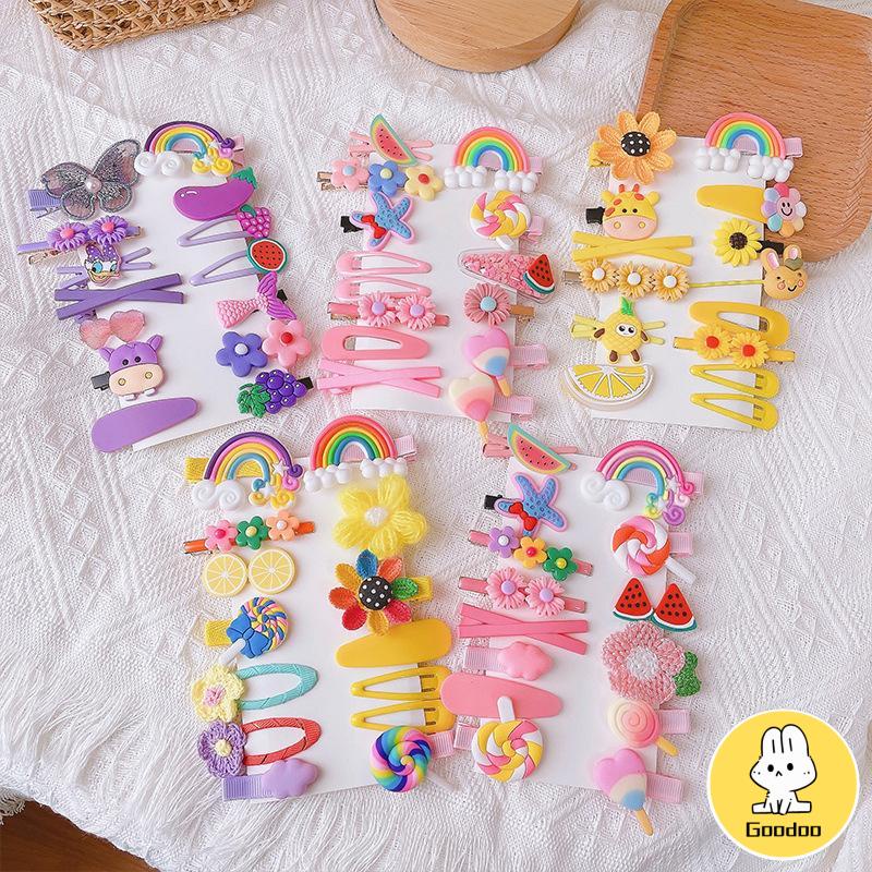 14PCS Jepit Rambut anak Lucu Set Poni Hair Clip anak fashion korea Jepit Rambut Bunga Buah Bayi Perempuan Jepit Rambut Aksesoris Rambut -Doo