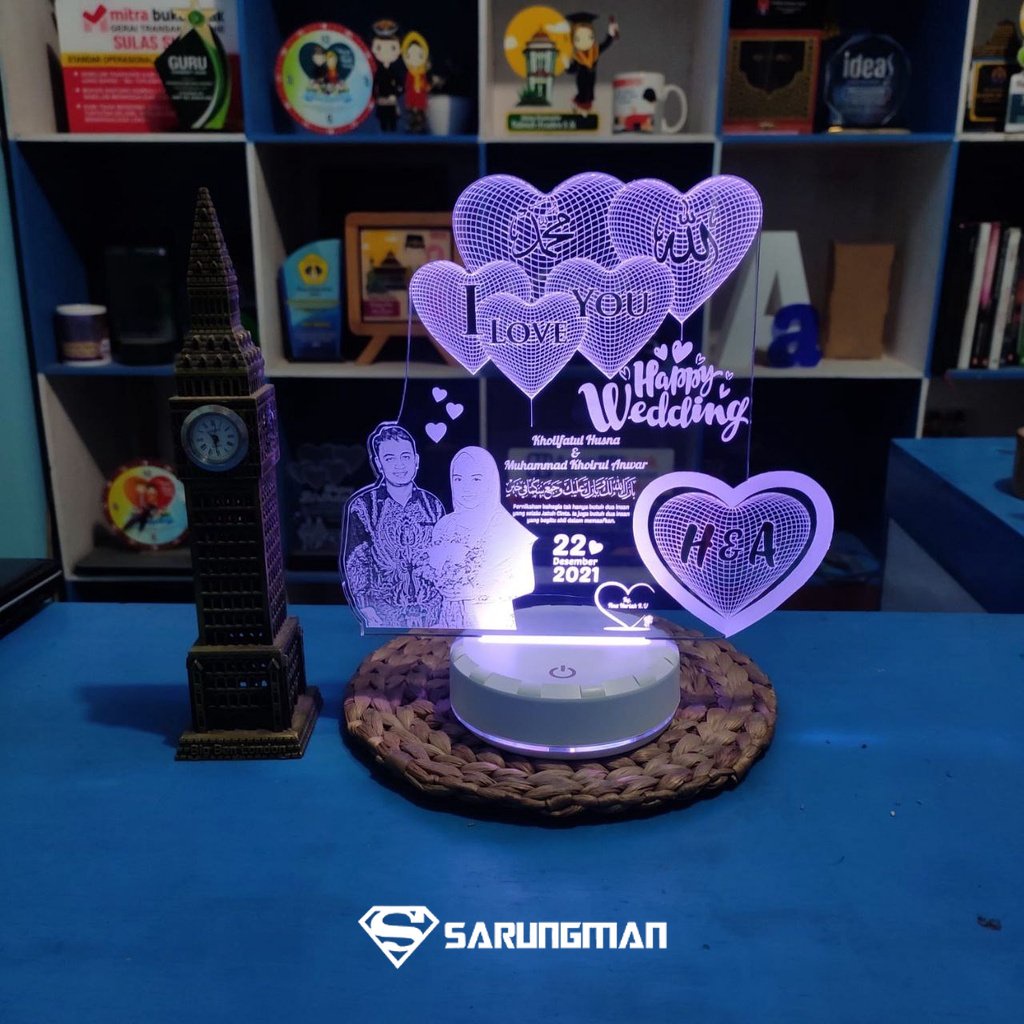 TERLARIS  Lampu Hias Akrilik Unik Custom Foto, Kado Wisuda, Kado Ulang Tahun, Kado Anniversary