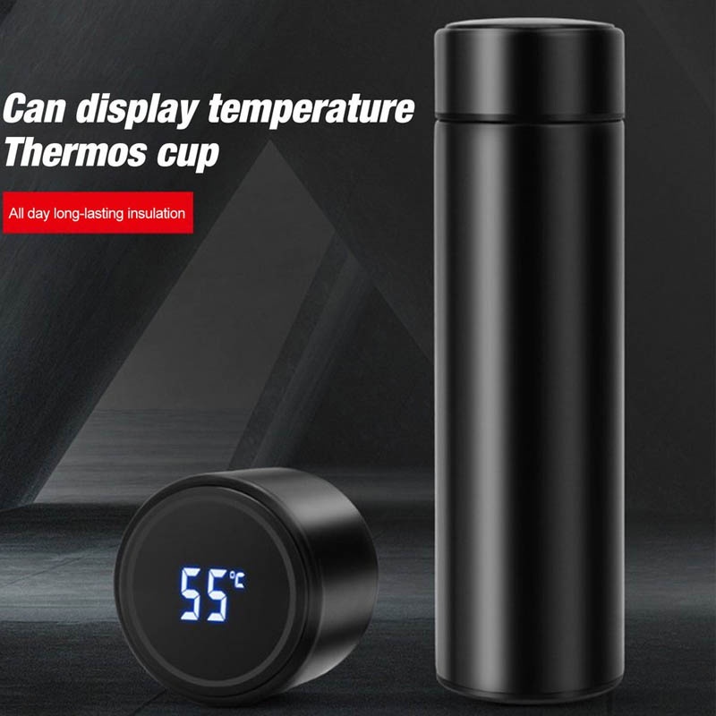 Termos Air Panas Mini stainless 500ml Tahan 24 Jam Suhu Ruangan LED Display Suhu Temperatur LED