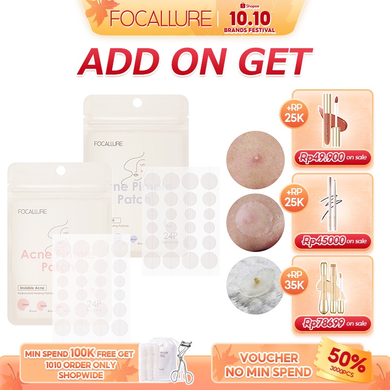 FOCALLURE Spot Patch Acne Treatment Day/Night Untuk Wajah Microneedle Patch - Acne Patch For Cystic Acne FA186