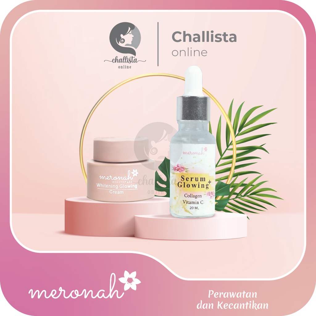 PAKET Meronah Glowing Cream 2in1 dan Serum glowing collagen vitamin c bisa COD