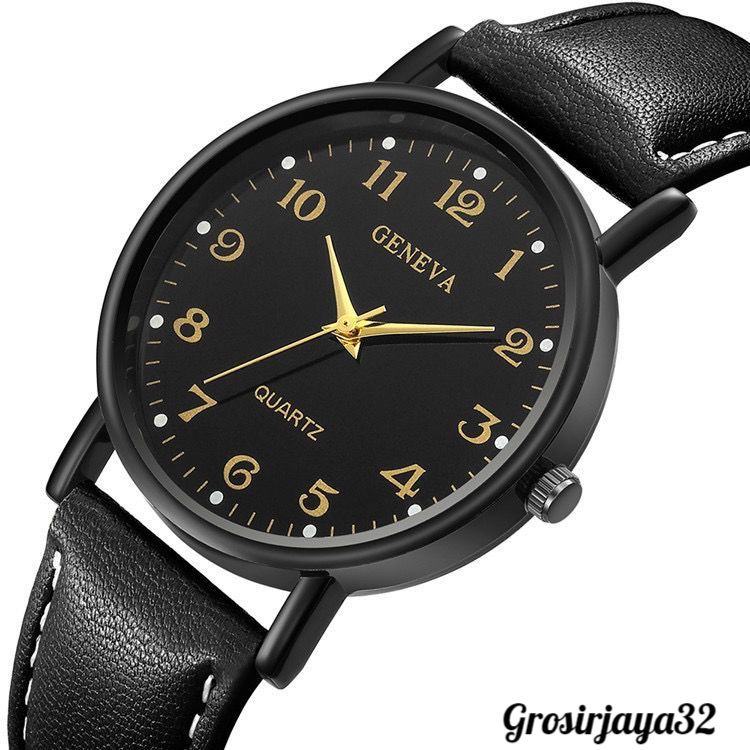 (GROSIRJAYA32) Jam Tangan Geneva Moris Untuk Wanita Dan Pria Casual Analog Quartz Strap Pu Leather Import