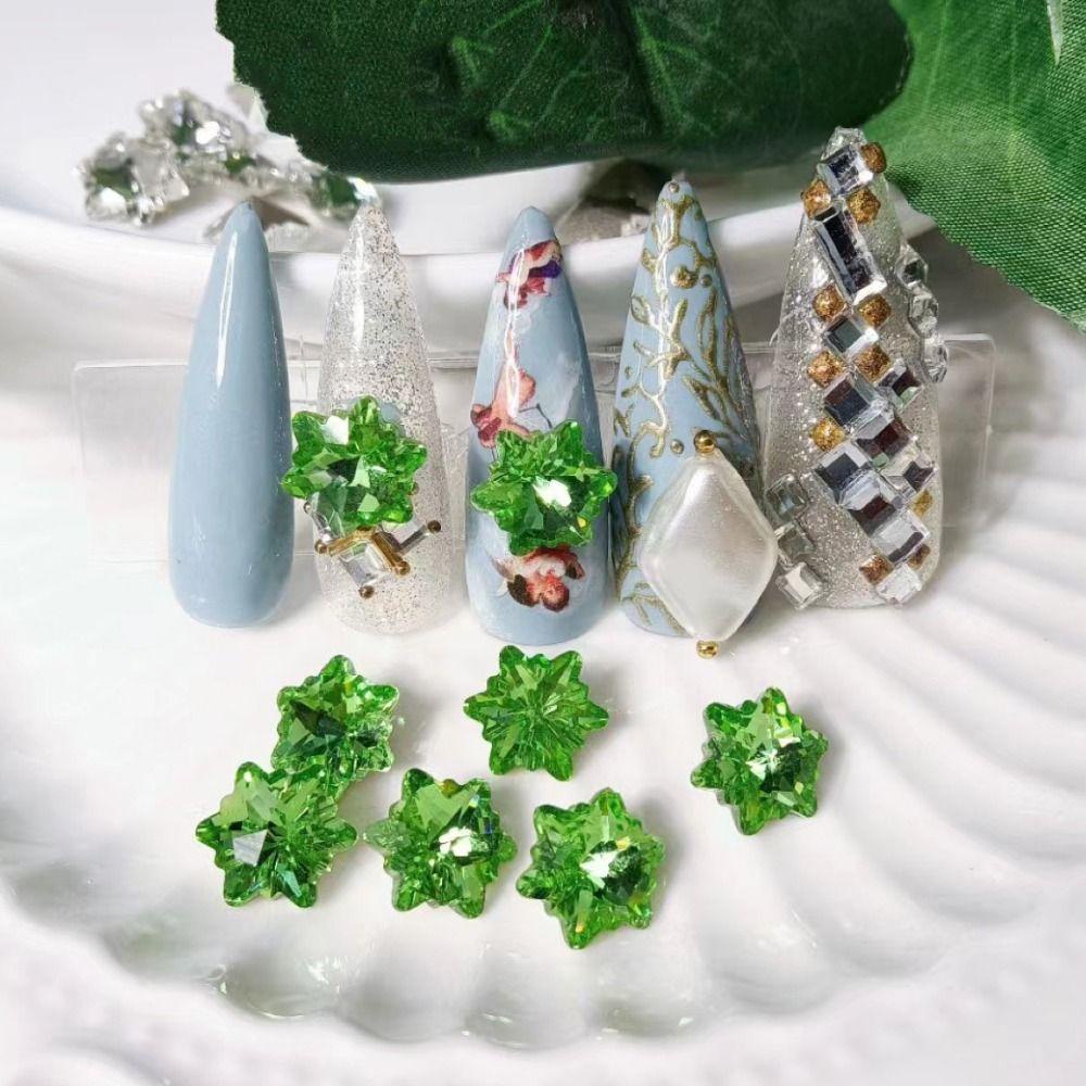 Needway Snowflake Nail Rhinestones Aurora 10 Pcs Wanita Menunjuk Kembali Membuat Perhiasan DIY Craft Kristal Kuku Charms