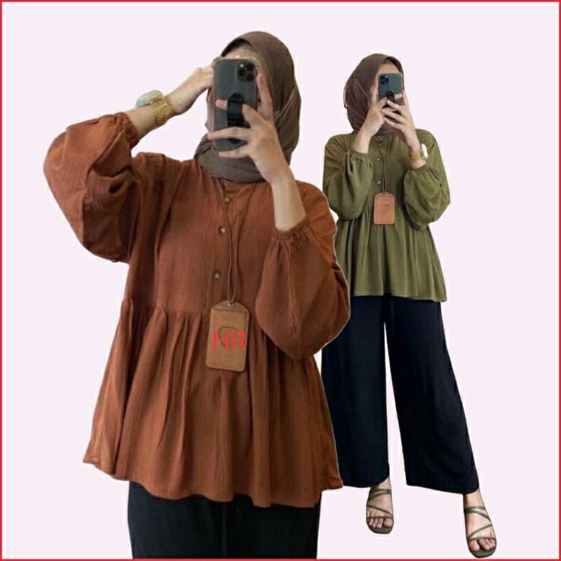 ATASAN BLOUSE WANITA OVERSIZE RAYON CRINKLE