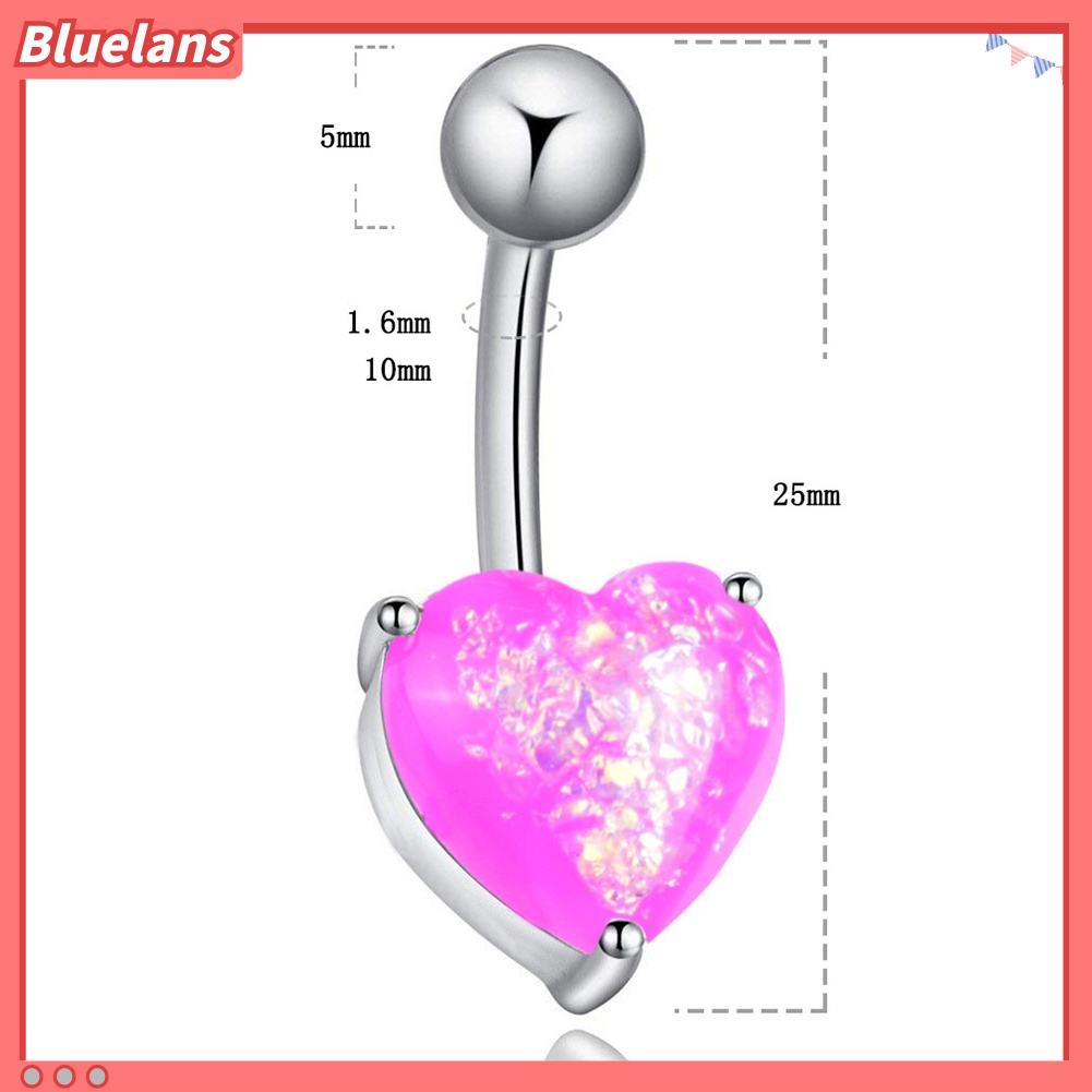 1pc Cincin Tindik Pusar Bentuk Hati Opal Tiruan Untuk Wanita