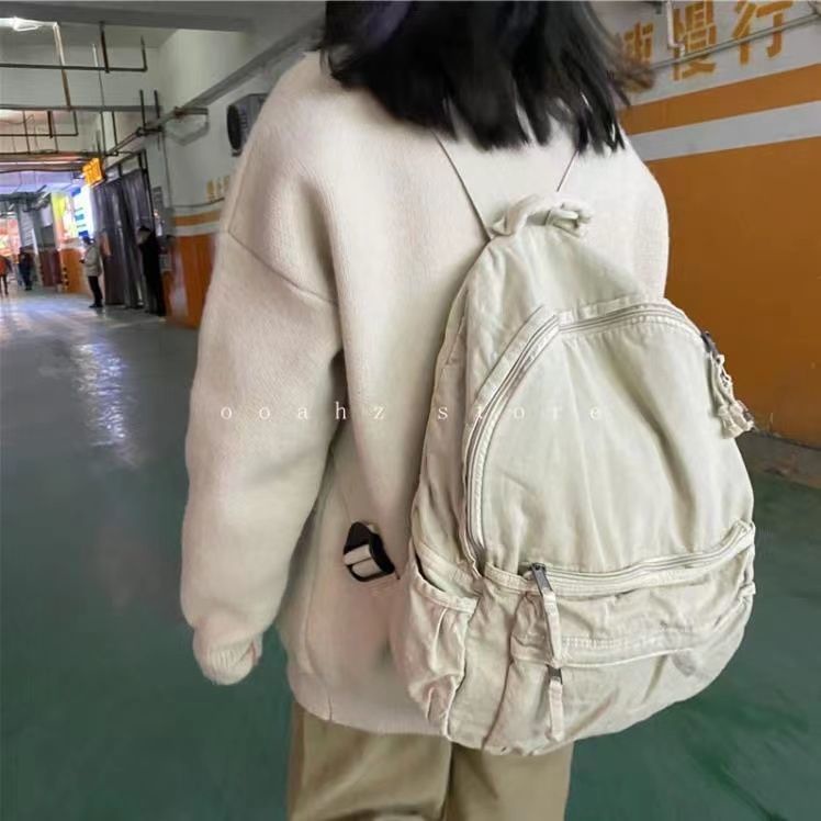 ♤✸♂Sera diimpor kembali ke universitas | Bahkan ibuku memuji ransel kanvas kapasitas besar gaya jalanan Korea dengan tirai