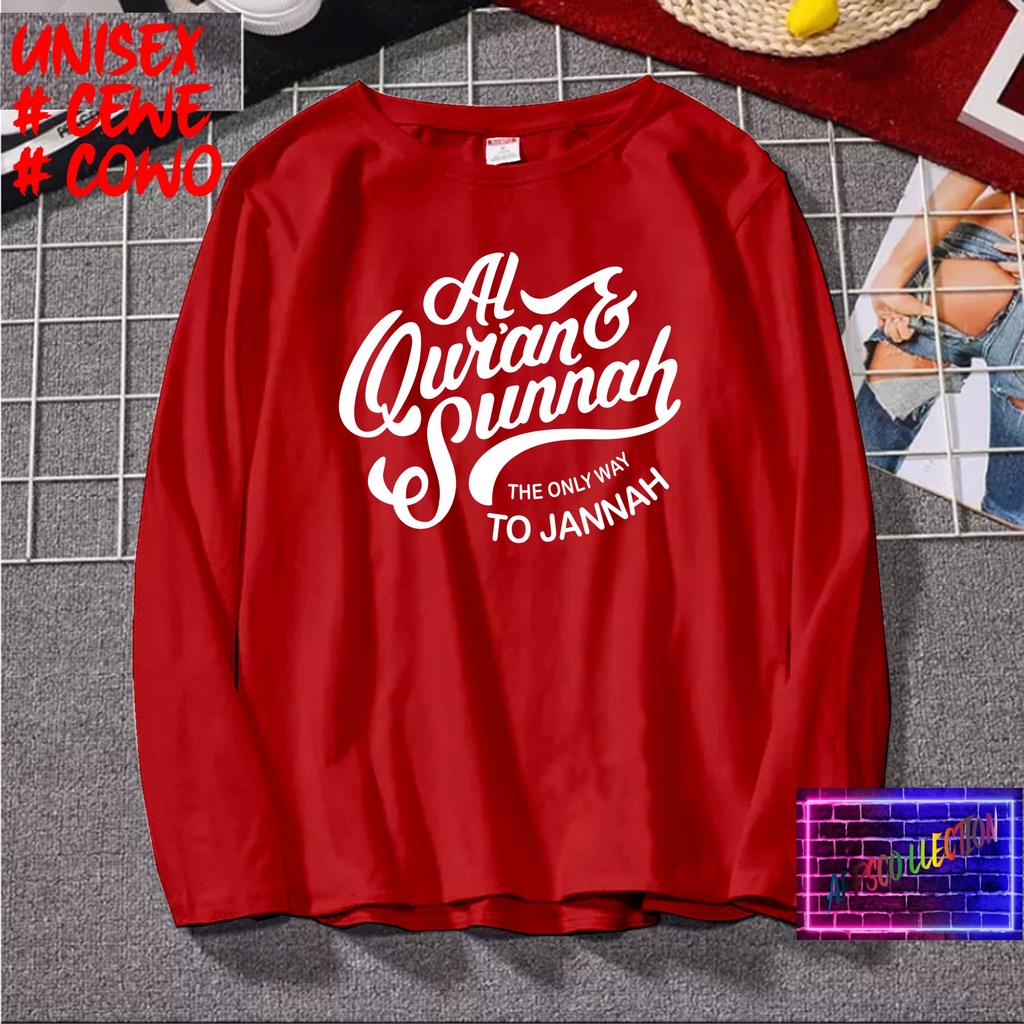 COD/ KAOS ALQURAN  SUNNAH TO JANNAH /KAOS TULISAN/KAOS SANTRI KEKINIAN/KAOS DAKWAH/KAOS ISLAM/SANTRIWATI/KAOS HITS 2022/KAOS BERGAMBAR KAOS EKSPRESI KAOS PRIA TSHIRT WANITA Santai Crew Neck V-Neck Slim-fitting Polos Setrip Hitam Putih Crew Neck